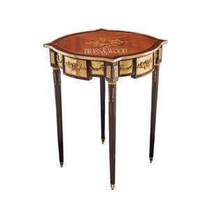 Mesa Auxiliar de Madera de Caoba de Lujo con Incrustaciones Florales y Paneles Ornamentales de Latón Dorado para Decoración Clásica de Esquinas del Hogar - Product Image 4