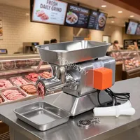 Hachoir à viande commercial 150 kg/h en acier inoxydable, machine électrique de traitement de la viande avec interrupteur étanche et accessoire de boucher, avec poussoir à saucisses