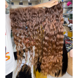 Mèches à texture ondulée de couleur ombrée avec frontal pour la fabrication de perruques à partir d'extensions de cheveux humains vietnamiens - Product Image 3