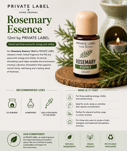 Private Label Rosemary Fragrance Essence 12ml OEM | Aromatic <b>Oil</b> for <b>Burners</b> & Humidifiers | Spain EU - Product Image 3