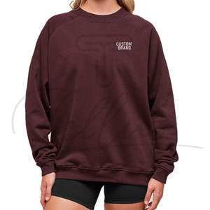 Nouveau design Automne Hiver 100% coton Logo frontal personnalisable Pull ample surdimensionné Femme Col rond Sweat-shirt - Product Image 5