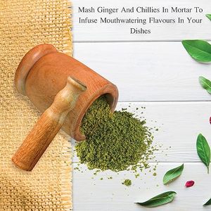 Mortier et pilon en bois pour broyer les épices et les herbes, pour la cuisine et la préparation des aliments - Product Image 4