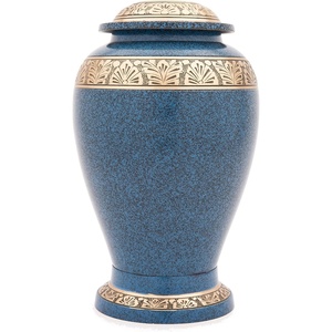 โกศอลูมิเนียมทองเหลืองเคลือบเคลือบสีฟ้าปรับแต่งได้สำหรับคนที่คุณรักอุปกรณ์งานศพที่ระลึก - Product Image 1