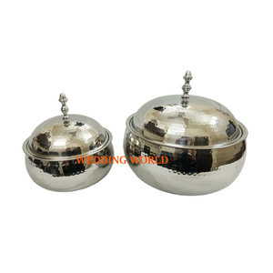 Casserole ronde en métal artisanale à double paroi pour la cuisine, réchaud à nourriture en métal design - Product Image 4