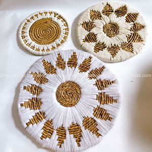 Juego de 3 pajitas de agua, jacinto, decoración de pared, cesta colgante, decoración de pared, arte, sala de estar, decoración hecha por Vietnam FBA Amazon - Product Image 4