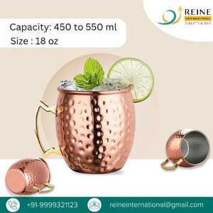 koi Classic Moscow Mule Beer Mug with Brass Handle Top Copperware for Drinks Mocktail <b>Cocktail</b> Beer <b>Glasses</b> Made of Metal - Product Image 2