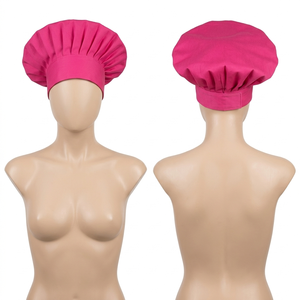 Casquette de chef pour femme en sergé de coton marron, dos élastique, calotte bouffante, étiquette tissée personnalisée, pour cuisine, boulangerie et restauration - Product Image 3