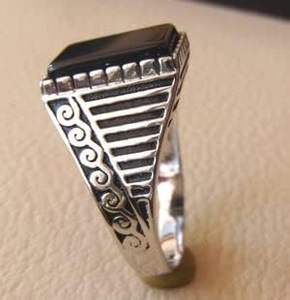 Bague pour homme en argent sterling 925 avec pierre précieuse en onyx noir naturel, pierre de naissance de décembre, cadeau pour la fête des pères, Noël, bijoux en gros - Product Image 3