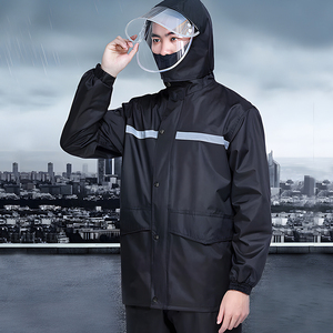 Chaqueta de lluvia para hombre, pantalones impermeables, chándal de lluvia, senderismo, montaña, traje impermeable, chándal de lluvia negro para hombre - Product Image 4