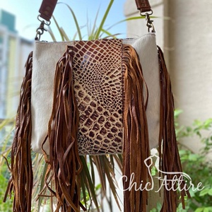 Haute qualité usiné à la main en cuir de vachette frange bandoulière sac à main pour femmes à la mode en cuir véritable Cowgirl sacs à main - Product Image 1
