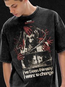 Fabricantes de Ropa Urbana, Camisetas Personalizadas Y2K de Algodón Lavado con Ácido, Diseño Gráfico Vintage, Impresión DTG, Camisetas Extra Grandes para Hombre - Product Image 5