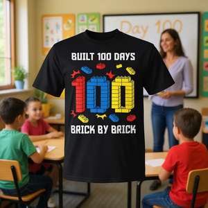 T-shirt promozionale 'Costruita Mattoncino dopo Mattoncino in 100 Giorni' - 100 Giorni di Scuola - Product Image 3