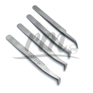 Pinzas de extensión de pestañas con agarre en forma de estrellas de Color plateado RMI, pinzas de pestañas postizas ligeras antideslizantes, acabado opaco - Product Image 6