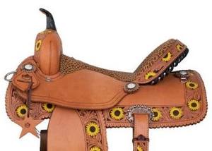 Selle de baril en cuir occidental fait à la main en cuir véritable produit de course de chevaux anglais - Product Image 2