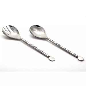 Leaf Design Salad Server Eco-Friendly Dishwasher Safe Resin Handle Stainless Steel Salad <b>Serving</b> <b>Spoon</b> Handcrafted Kitchen - Product Image 5