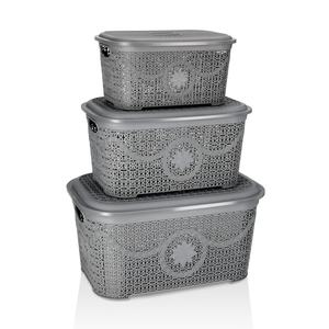 Asude Plastik Knit Style Plastic Storage <b>Box</b> <b>Lid</b> 35 Liter Capacity 35.5x54x27cm Laundry Toy Clothing Household Items <b>Decorative</b> - Product Image 4