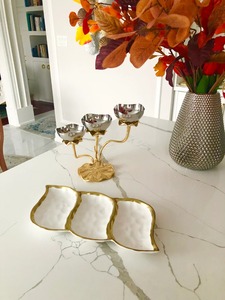 Ensemble de service moderne en métal pour chips et trempette à 3 bols pour la maison, les restaurants et les bars avec des options personnalisables - Product Image 5