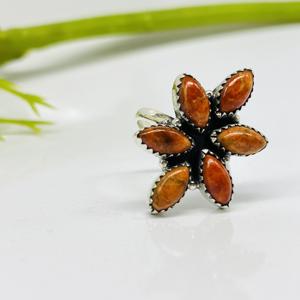 Anillo naranja turquesa Anillo de Plata de Ley 925 Anillo hecho a mano Anillo de moda Anillo de flor hermosa Anillo de diseñador Anillo Vintage - Product Image 6