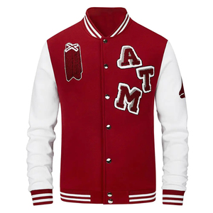 High Street Top Selling Formal Baseball Varsity Jacket para hombres Stand Custom Bordado Logo Mangas de cuero chaqueta de invierno - Product Image 5