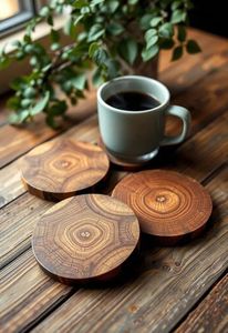 Juego de Posavasos de Bambú Ranurado con Soporte Vertical, Tapete Redondo para Bebidas, Protección de Mesa de Madera Natural, Ecológico, para Hogar, Bar y Cocina - Product Image 3