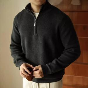 Pulls à demi-zip de haute qualité pour hommes, sweat-shirts à quart de zip pour l'automne, 50% coton 50% polyester, logo personnalisé, service OEM - Product Image 1