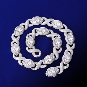 Collar de Moissanita Infinito con Ojo que Todo lo Ve, Oro de 24K y Plata 925, Estilo Hip Hop con Efecto de Hielo Inundado - Product Image 1