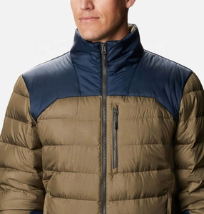 Men's Color Block Puffer <b>Jacket</b> Quilted Down Alternative Winter Outerwear Windproof <b>Waterproof</b> Hooded Zip Up - Product Image 3