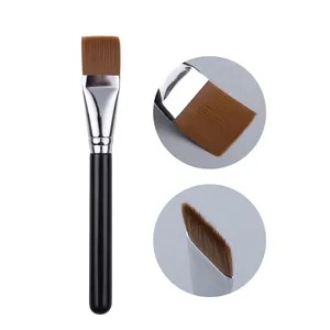 Flat Top Synthetic Hair Wooden Handle Single Vegan Foundation Brush Custom Logo High Quality Makeup Brush For Liquid Foundation