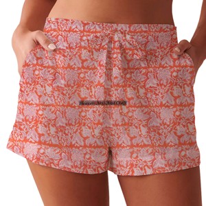 Shorts imprimés à la main en Inde, vêtements de détente d'été pour femmes, shorts en coton imprimés à la main, collection de plage pour filles, style baby doll - Product Image 4