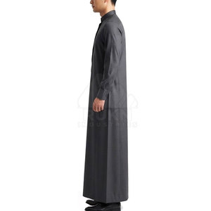 Thobe arabe élégant décontracté à manches longues, vêtement traditionnel à col montant, design confortable, pour événements religieux et usage quotidien, en coton - Product Image 3
