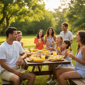 Camiseta con información nutricional de Corn On The Cob, unisex, para adultos, manga corta, cuello redondo, impresión digital, reuniones familiares, fiesta - Product Image 3