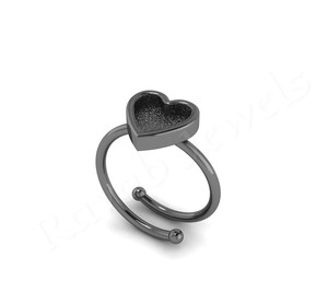 Anillo de ajuste de bisel en blanco con forma de corazón de Plata de Ley 925, buena resina y cenizas, recuerdo de trabajo, leche materna y joyería ajustable DIY - Product Image 3