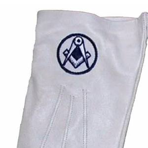 Master Mason Blue Lodge Guantes-All White Cotton Square & Compass Mason Blue Lodge Guantes Logotipo personalizado Precio barato para la venta - Product Image 4
