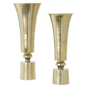Most Selling Design Aluminium Metal Vase for Home Decoration Gold plated Floor simple metal vase