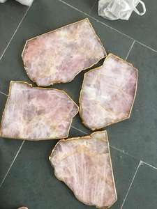 อัญมณีควอตซ์สีโรสโกลด์ขอบหินธรรมชาติสำหรับงานแต่งงานและร้านค้าในบ้านตามสั่ง - Product Image 4