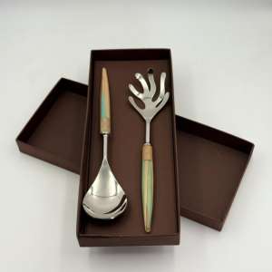 Handmade Stainless Steel Salad Server Set of 2 with Resin Handle Shiny Polish Finish Used for <b>Home</b> Hotel Bar and Restaurant - Product Image 6