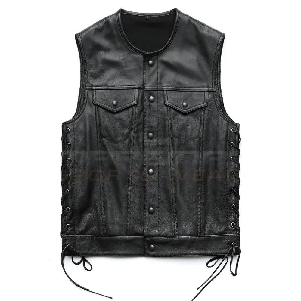 Men Slim Fit Leather Vest Sleeveless Good Quality Leather Vest Men Wear Leather Vest V-neck Button Opening Casual Winter Hip Hop