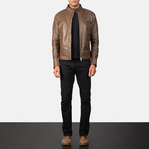Veste en cuir et toile légère pour hommes, tenue d'hiver, col montant, style rue haute, manches complètes, design personnalisable, OEM, ODM - Product Image 6