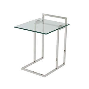 Petite table d'appoint ronde à base de métal en acier doré avec dessus en verre Salon Usage domestique avec tout neuf de haute qualité - Product Image 2