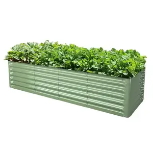 Cama de jardín elevada de metal para verduras, flores, hierbas, caja de maceta grande de acero alto OEM al aire libre ODM diseño de decoración galvanizada