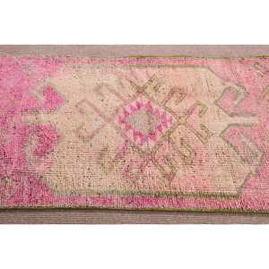 3.2x10.2 ft Vintage Turkish <b>Rug</b>, <b>Runner</b> <b>Rug</b>, Pink Herki Striped <b>Rug</b> - Product Image 4
