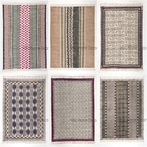 Alfombra de lana India Dhurries tejida a mano, alfombras de algodón decorativas para el suelo hechas a mano, alfombra Dhurrie al por mayor - Product Image 5