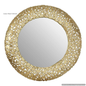Flower Shape Metal Wal <b>Mirror</b> Frame Gold Color Square Shape Shiny Polished Designer Fancy Abstract Design Lobby Decor Supplies - Product Image 6
