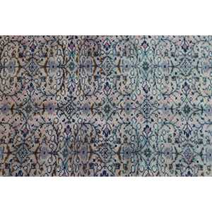 Alfombra Vintage de 3.5x5.5 pies, Alfombra Turca con Detalles, Alfombra Ikat Azul Verde - Product Image 5