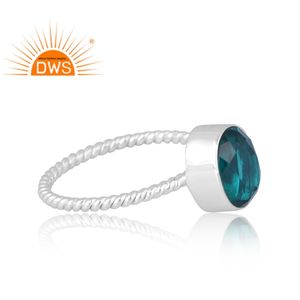 Venta caliente plata esterlina Natural Doublet Santamaria aguamarina cuarzo piedra preciosa anillo joyería personalizada para mujeres regalo para ella - Product Image 4