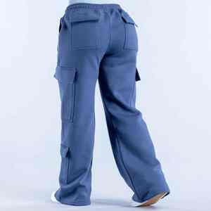 High Quality Top Selling Winter Wide Leg Baggy Fleece Sweatpants with Cargo Pockets Streetwear <b>Elastic</b> Waist 300g Heavyweight - Product Image 5