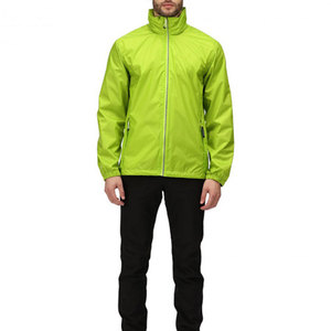 Veste de pluie pour homme, coupe-vent imperméable, sans capuche |   Coque de sécurité haute visibilité vert lime néon |   Haut de sport léger - Product Image 5