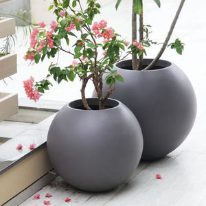 Jardinières d'extérieur noires en fibre de verre grand <span class=keywords><strong>pot</strong></span> rond en fibre de verre de style nordique - Product Image 2