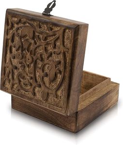 Caja de anillos reciclable de papel Caja de joyería de madera con compartimentos para pendientes anillos y collares en Low Coast By HF CRAFTS - Product Image 1