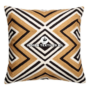 Hot Selling Modern Wool Handmade Kashmiri Embroidery Wool Chain Stitched Cushion Cover For Sofa Living Room Hot Selling Product - Product Image 6